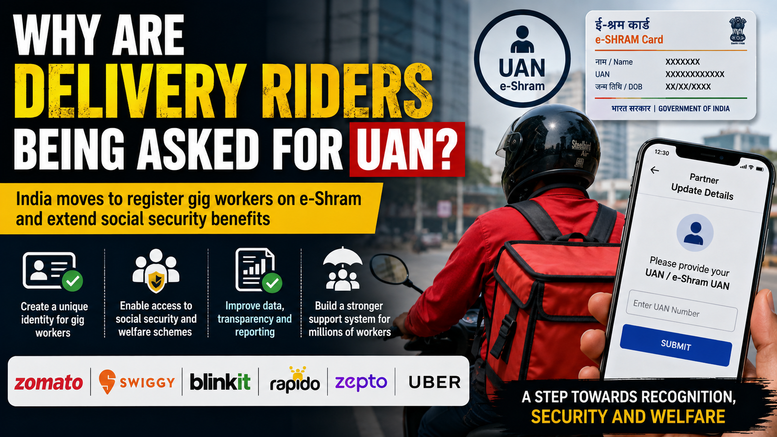 Why Delivery Platforms Are Asking Riders for UAN Numbers Across India